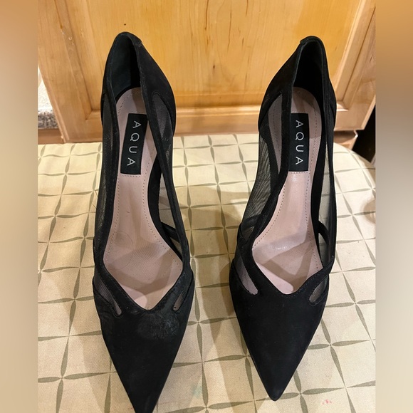 Aqua Chic Black Mesh Heels - Picture 1 of 4